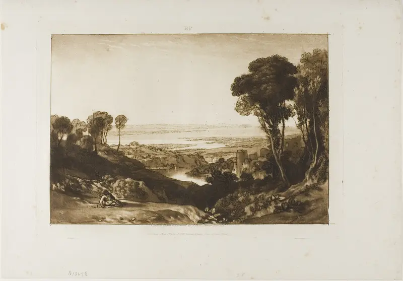 Junction of Severn and Wye, plate 28 from Liber Studiorum Wall Art by Joseph Mallord William Turner - High-Resolution Digital Print