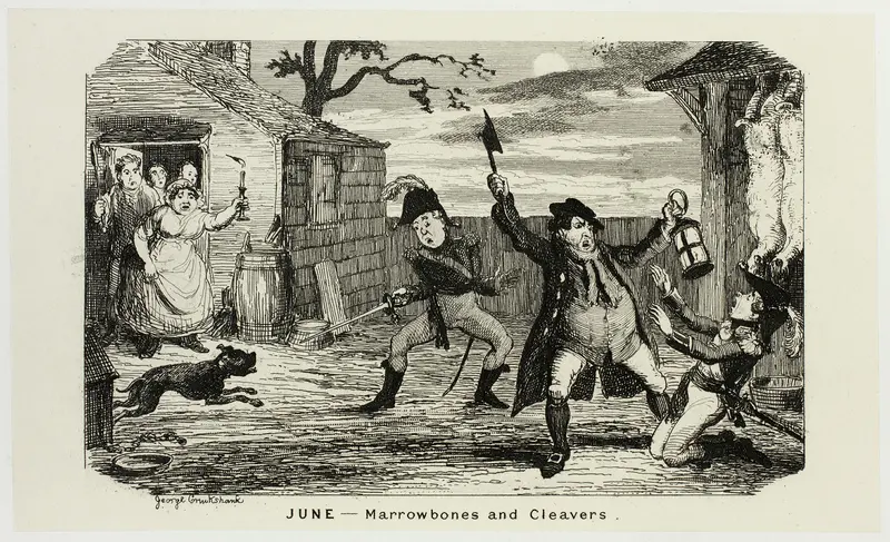 June - Marrowbones and Cleavers from George Cruikshank's Steel Etchings to The Comic Almanacks: 1835-1853 Wall Art by George Cruikshank - High-Resolution Digital Print