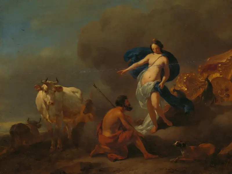 Juno Commanding Argus to Keep Watch on Io Wall Art by Nicolaes Pietersz Berchem - High-Resolution Digital Print