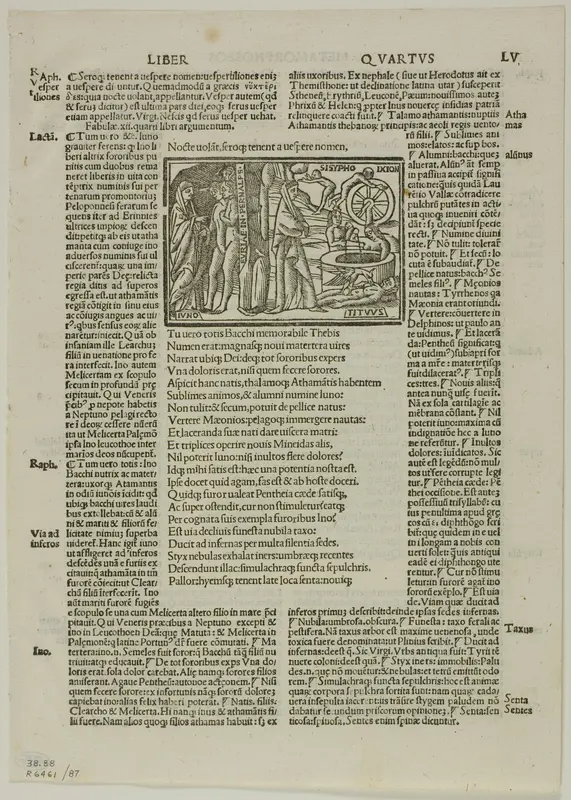 Juno in Hades from P. Ouidij Nasonis poete ingeniosissimi Metamorphoseos Libri, plate 87 from Woodcuts from Books of the XVI Century Wall Art by Unknown artist - High-Resolution Digital Print