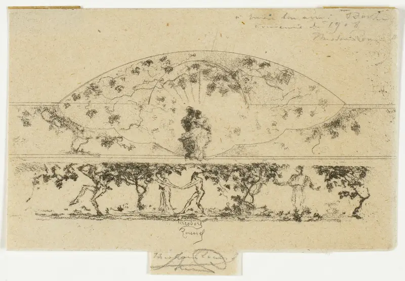 Jupiter and Alcmene and Nymphs and Satyrs on a Frieze Medallion, Study for Decoration of a Frame