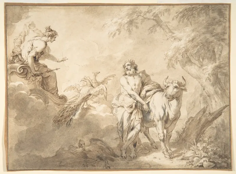 Jupiter and Io, disguised as a white heifer, from "The Metamorphoses of Ovid" Wall Art by Godfried Maes - High-Resolution Digital Print