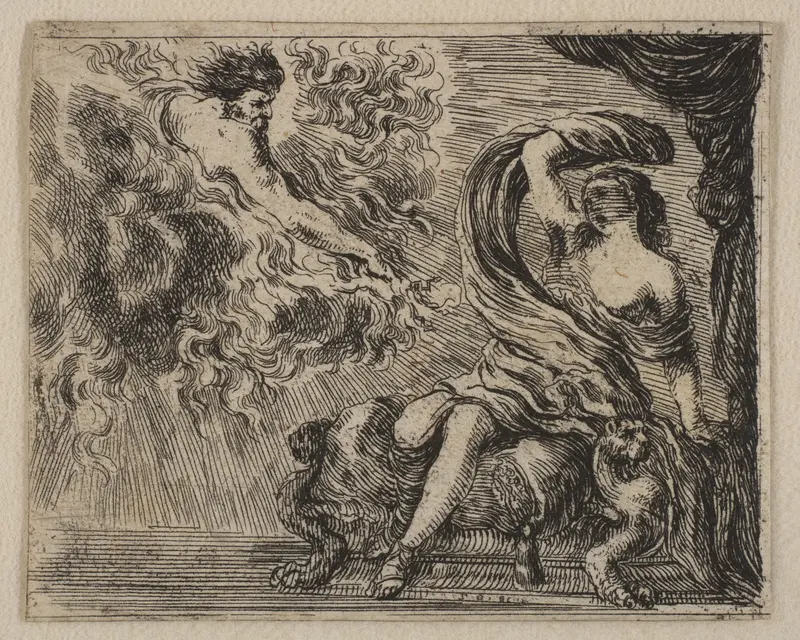 Jupiter and Semele, from 'Game of Mythology' (Jeu de la Mythologie) Wall Art by Stefano della Bella - High-Resolution Digital Print