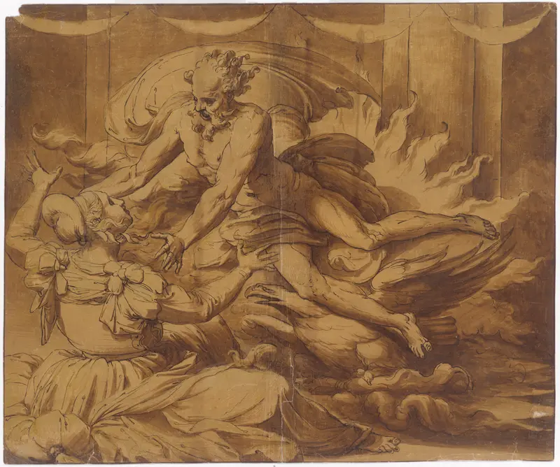 Jupiter Appearing to Semele Wall Art by Perino del Vaga (Pietro Buonaccorsi) - High-Resolution Digital Print