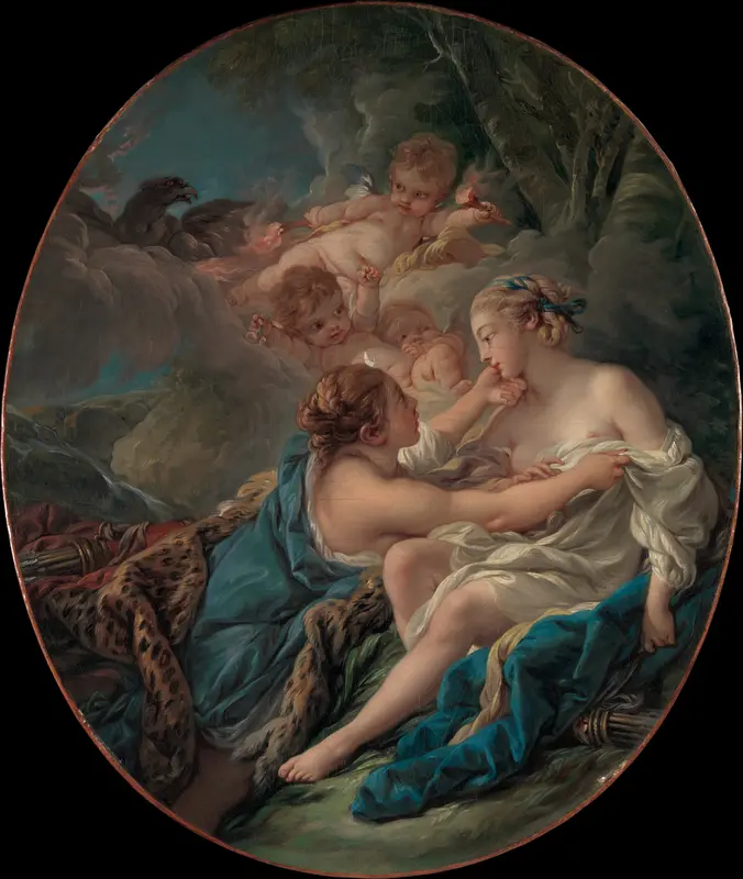 Jupiter, in the Guise of Diana, and Callisto Wall Art by François Boucher - High-Resolution Digital Print