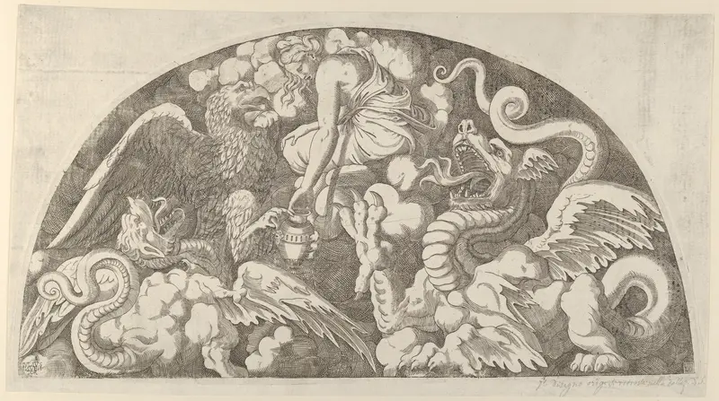 Jupiter's Eagle Bringing the Water to the Styx to Psyche Wall Art by Léon Davent - High-Resolution Digital Print