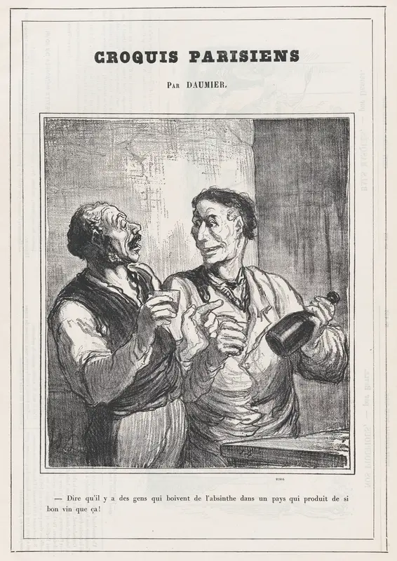 Just imagine that there are people drinking absinthe..., from 'Parisian sketches,' published in Le Petit Journal pour Rire, January 30, 1864 Wall Art by Honoré Daumier - High-Resolution Digital Print