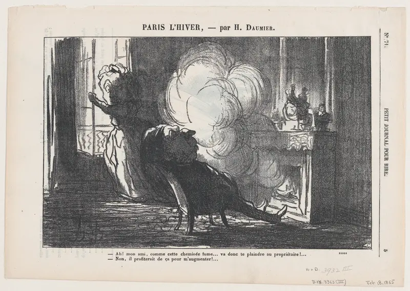 Just look at that, my friend, how the fireplace is smoking..., from "Paris in Winter" Wall Art by Honoré Daumier - High-Resolution Digital Print