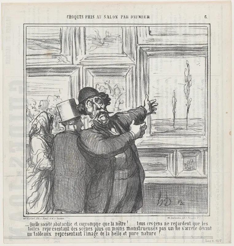 Just look what a degenerated and corrupt world we are living in...., from 'Sketches from the Salon,' published in Le Charivari, June 8, 1865 Wall Art by Honoré Daumier - High-Resolution Digital Print
