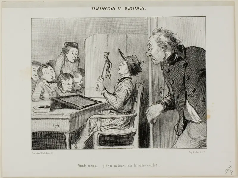 “Just you wait, I'm going to show you who is the teacher here...,” plate 11 from Professeurs Et Moutards