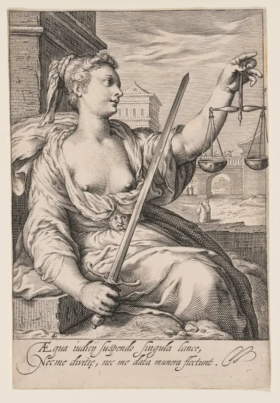 Justice, from The Seven Virtues Wall Art by Jacob Matham - High-Resolution Digital Print