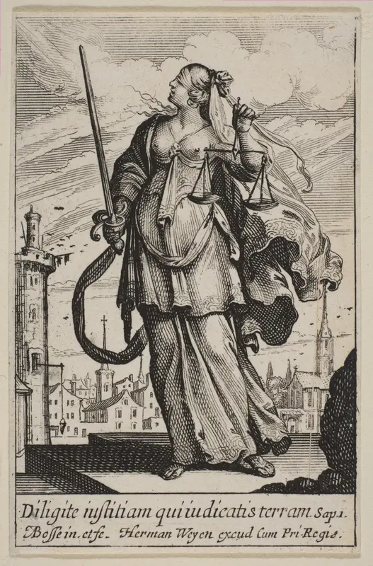 Justice, from "The Virtues" (Les Vertus) Wall Art by Abraham Bosse - High-Resolution Digital Print