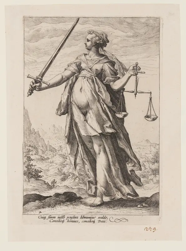 Justice, from The Virtues Wall Art by Jacob Matham - High-Resolution Digital Print