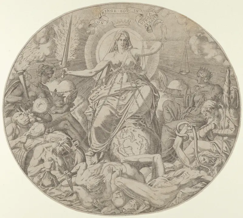 Justice, frontispiece from the "Seven Deadly Sins" Wall Art by Léon Davent - High-Resolution Digital Print
