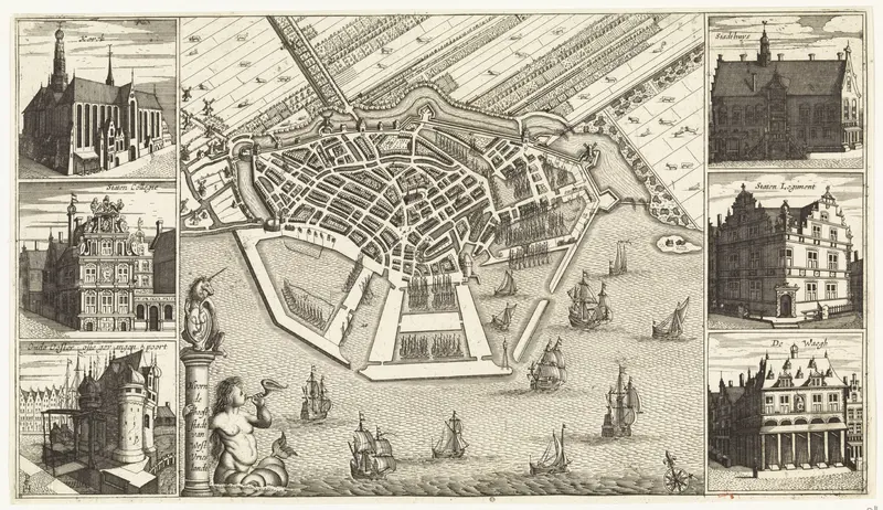 Kaart en voornaamste gebouwen van Hoorn Wall Art by Unknown - High-Resolution Digital Print