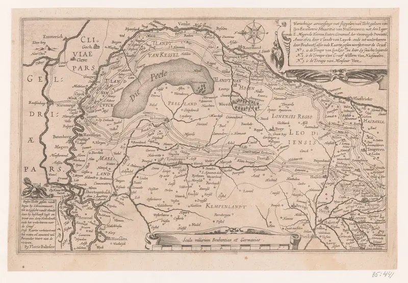 Kaart met daarop aangegeven de Veldtocht van Prins Maurits in het Land van Luik Wall Art by anonymous - High-Resolution Digital Print
