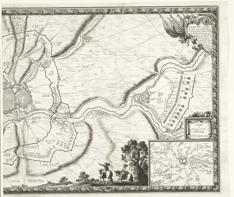 Kaart met de Franse legerkampen bij het ontzet van Arras (rechterplaat), 1654 Wall Art by Lodewijk XIV (koning van Frankrijk) - High-Resolution Digital Print
