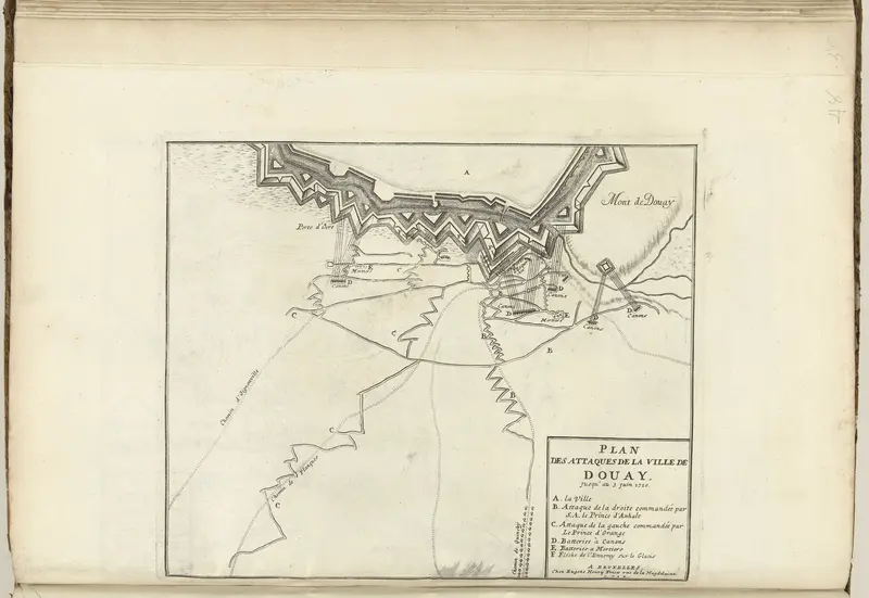 Kaart met de Geallieerde aanvallen op Douai, 1710 Wall Art by Unknown - High-Resolution Digital Print