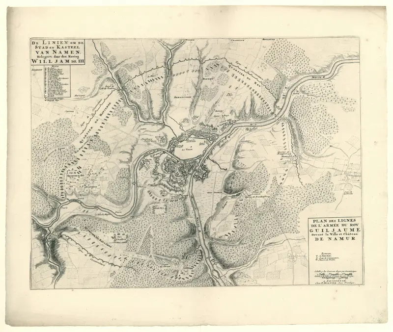 Kaart met de linies van de geallieerden bij het beleg van Namen, 1695 Wall Art by anonymous - High-Resolution Digital Print