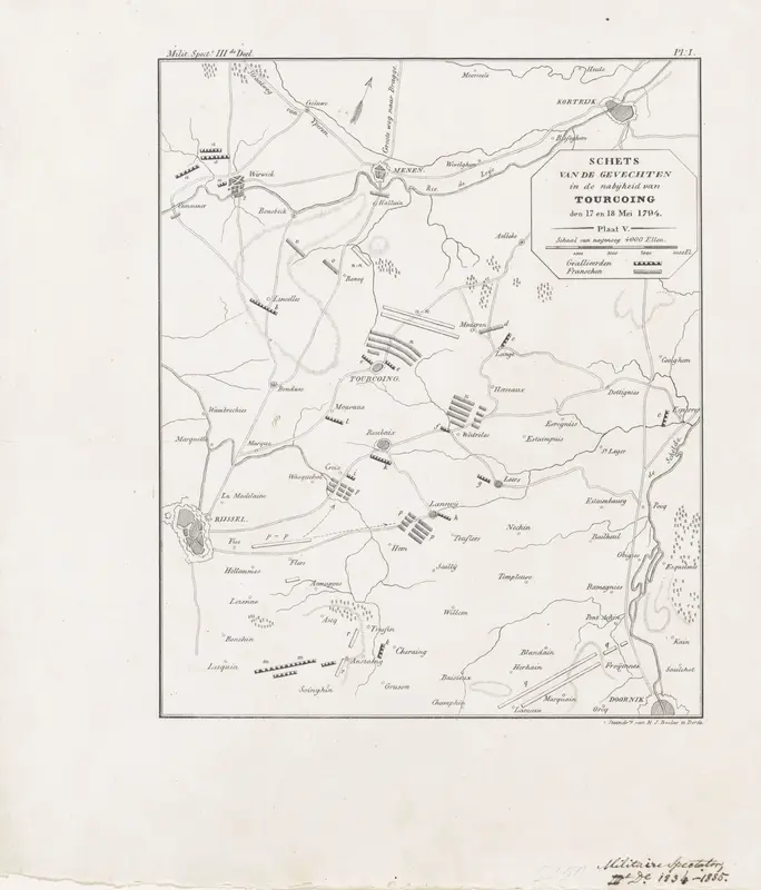 Kaart met de posities bij de slag bij Tourcoing, mei 1794 Wall Art by anonymous - High-Resolution Digital Print