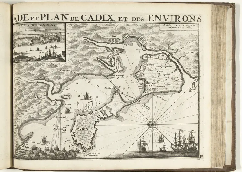 Kaart met de strijd om Cadiz, 1702 Wall Art by Pieter van der Aa (I) - High-Resolution Digital Print