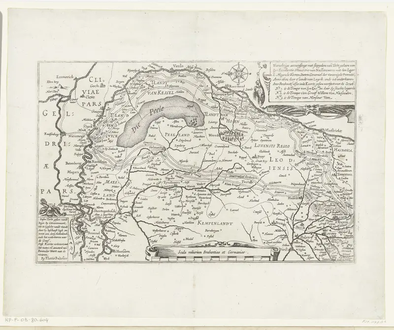 Kaart met de tocht van Maurits door Brabant, 1602 Wall Art by Unknown - High-Resolution Digital Print