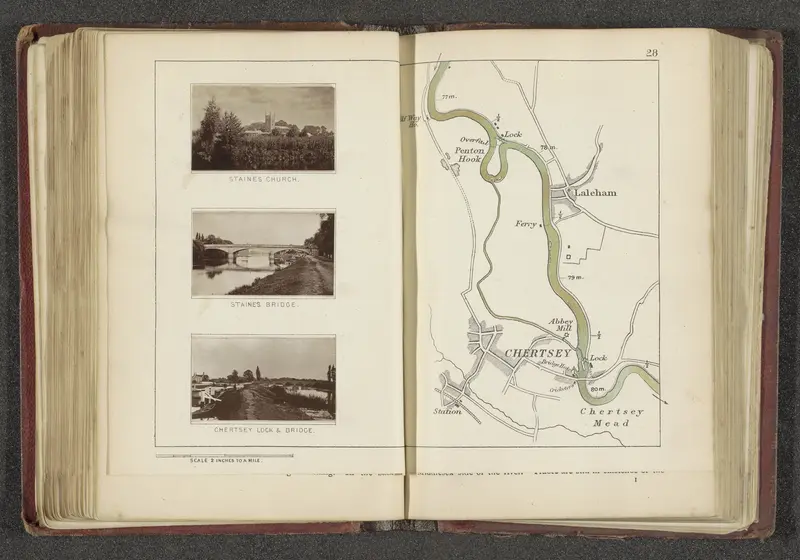 Kaart met drie afbeeldingen van plaatsen langs de Theems in de buurt van Staines en Chertsey Wall Art by Henry W. Taunt - High-Resolution Digital Print