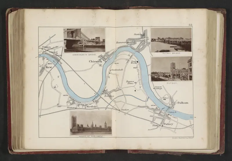 Kaart met drie afbeeldingen van plaatsen langs de Theems in Londen Wall Art by Henry W. Taunt - High-Resolution Digital Print