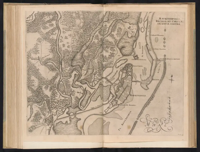 Kaart met Mauritsstad en Recife, ca. 1636-1644 Wall Art by Johannes Willemszoon Blaeu - High-Resolution Digital Print
