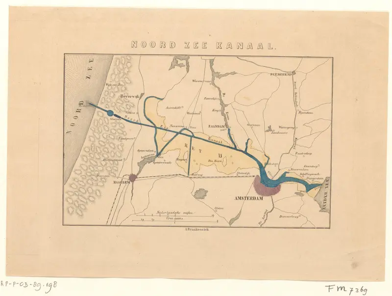 Kaart met plan van het Noordzeekanaal, 1864 Wall Art by Unknown - High-Resolution Digital Print