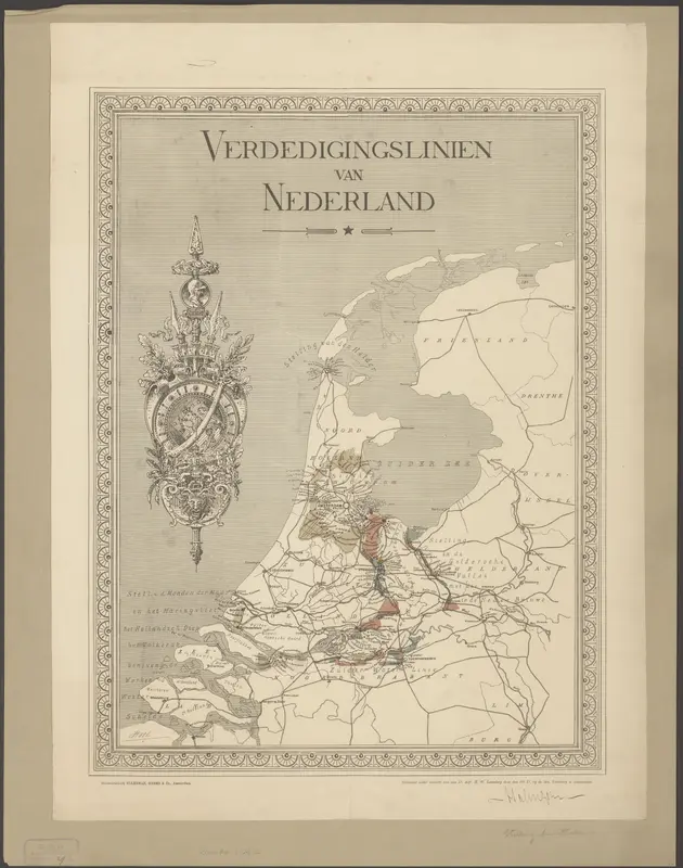 Kaart met verdedigingslinies van Nederland Wall Art by Unknown - High-Resolution Digital Print