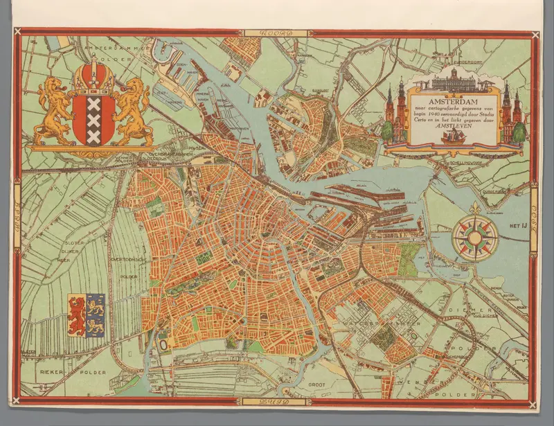 Kaart van Amsterdam, 1940 Wall Art by Unknown - High-Resolution Digital Print