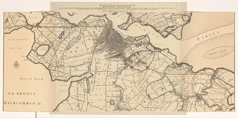 Kaart van Amsterdam en omliggende gebieden / Kaart van Amstelland (middelste deel) Wall Art by Jan van Petersom - High-Resolution Digital Print