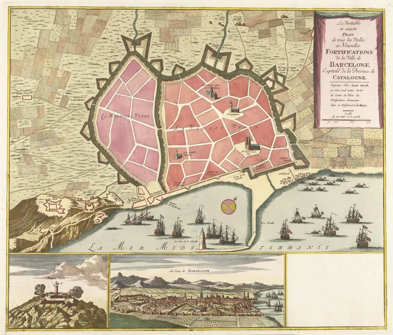 Kaart van Barcelona, ca. 1706 Wall Art by anonymous - High-Resolution Digital Print
