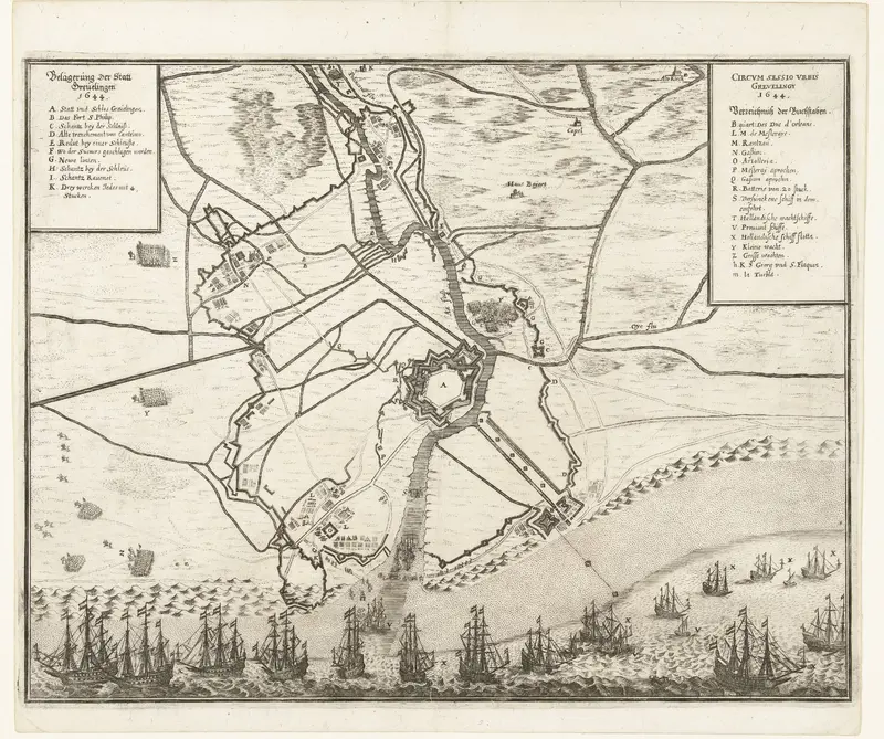 Kaart van beleg en verovering van Grevelingen, 1644 Wall Art by anonymous - High-Resolution Digital Print