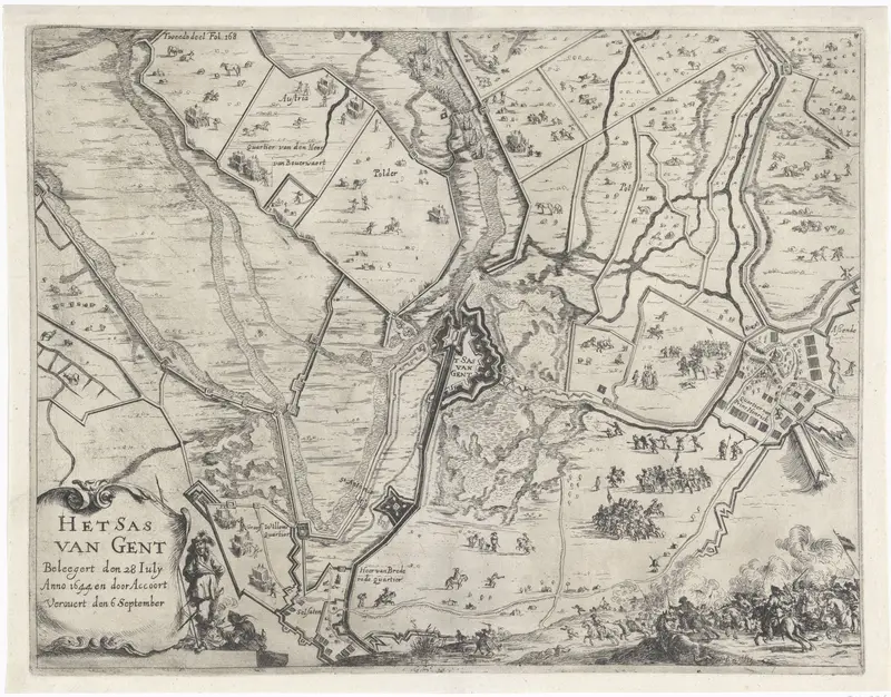 Kaart van beleg en verovering van Sas-van-Gent, 1644 Wall Art by Dirk Stoop - High-Resolution Digital Print
