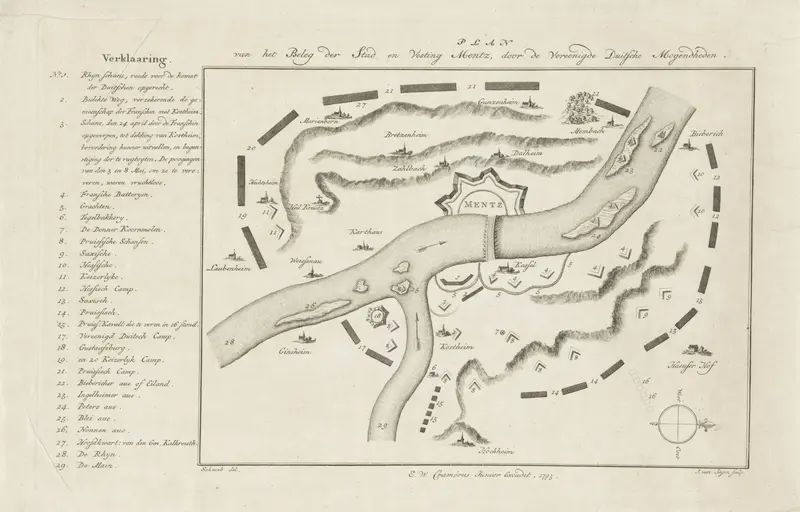 Kaart van beleg van Mainz door de Duitse legers, 1793 Wall Art by Unknown - High-Resolution Digital Print