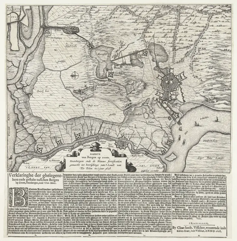 Kaart van Bergen op Zoom en Steenbergen met de nieuwe vestingwerken, 1628 Wall Art by Unknown - High-Resolution Digital Print