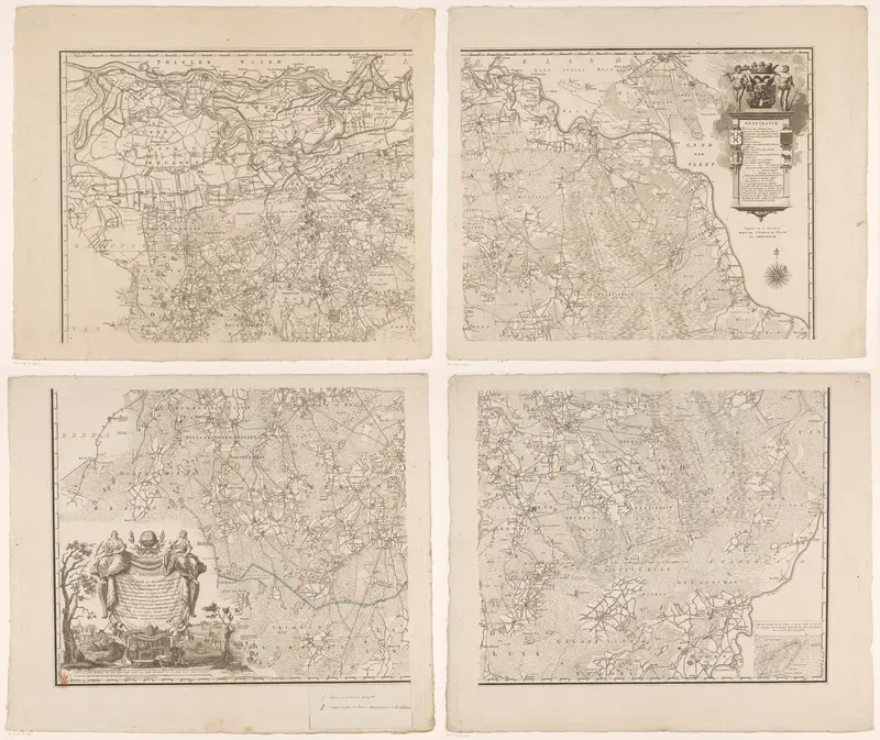 Kaart van Brabant, bestaande uit vier delen Wall Art by Unknown - High-Resolution Digital Print