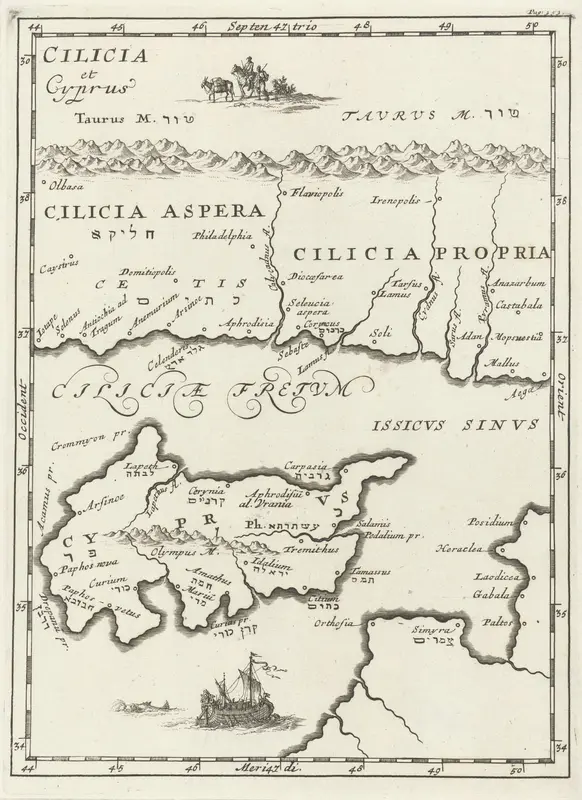 Kaart van Cilicië en Cyprus Wall Art by Cornelis Boutesteyn - High-Resolution Digital Print