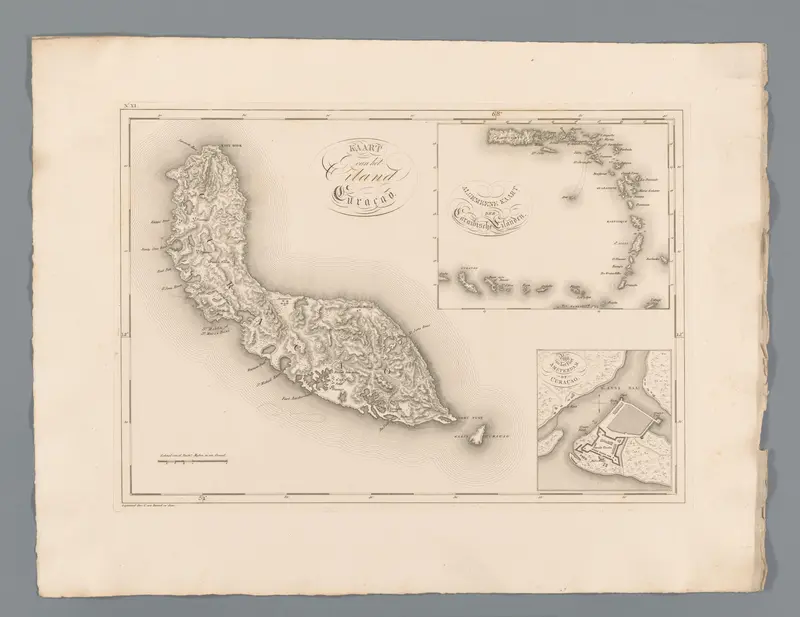 Kaart van Curaçao Wall Art by Unknown - High-Resolution Digital Print