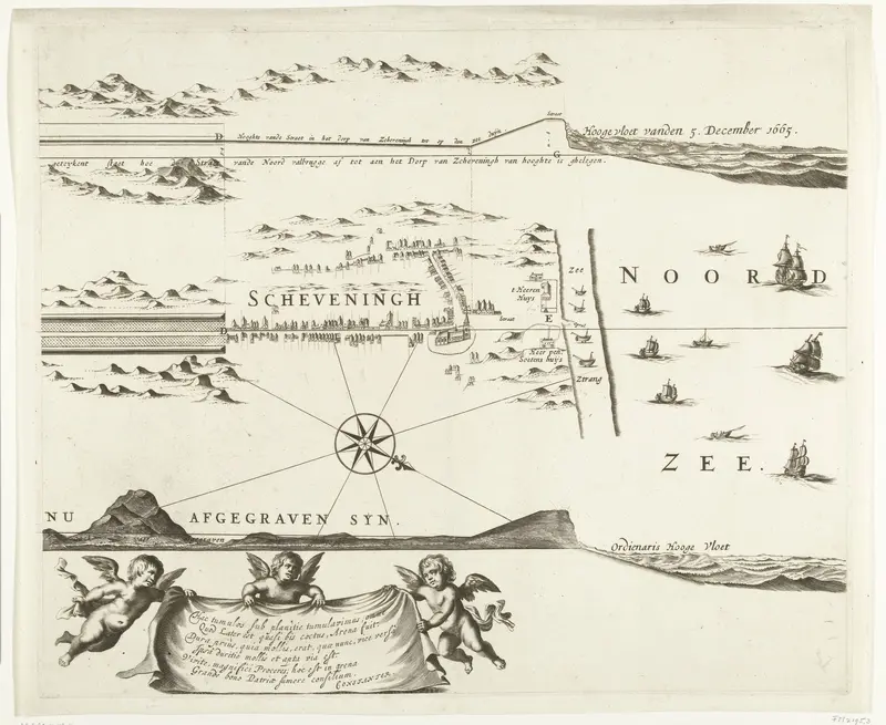 Kaart van de aanleg van de straatweg van Den Haag naar Scheveningen, 1664-1665 (derde blad) Wall Art by Frederik de Wit - High-Resolution Digital Print