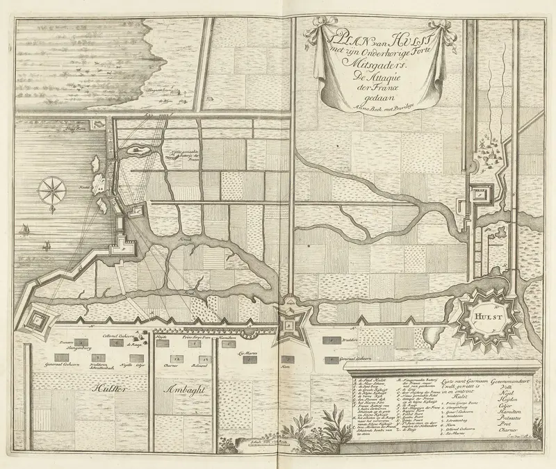 Kaart van de aanval van de Fransen op Hulst, 1702 Wall Art by Unknown - High-Resolution Digital Print