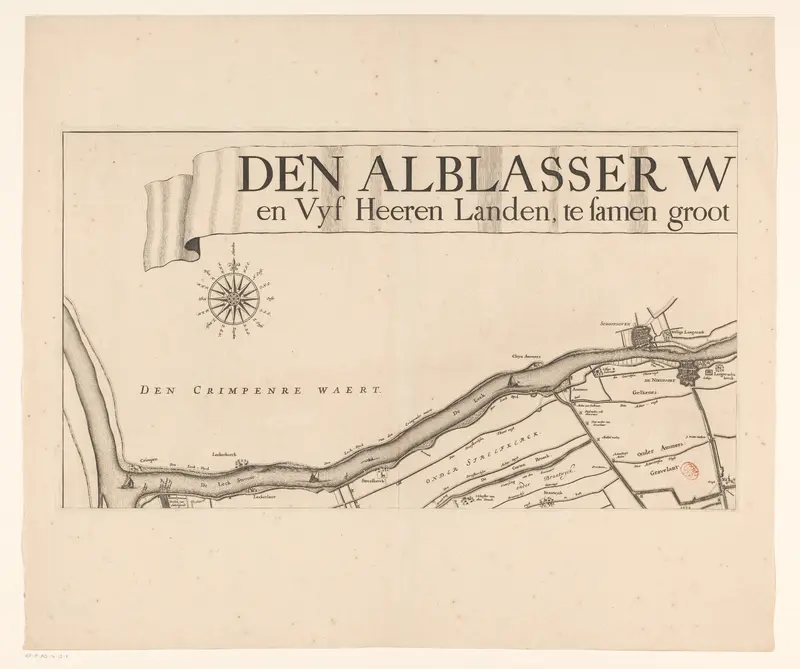 Kaart van de Alblasserwaard en de Vijfheerenlanden (deel linksboven) Wall Art by Mattheus van Nispen - High-Resolution Digital Print