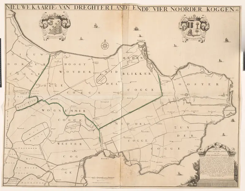 Kaart van de ambachten Drechterland en de Vier Noorder Koggen Wall Art by Unknown - High-Resolution Digital Print