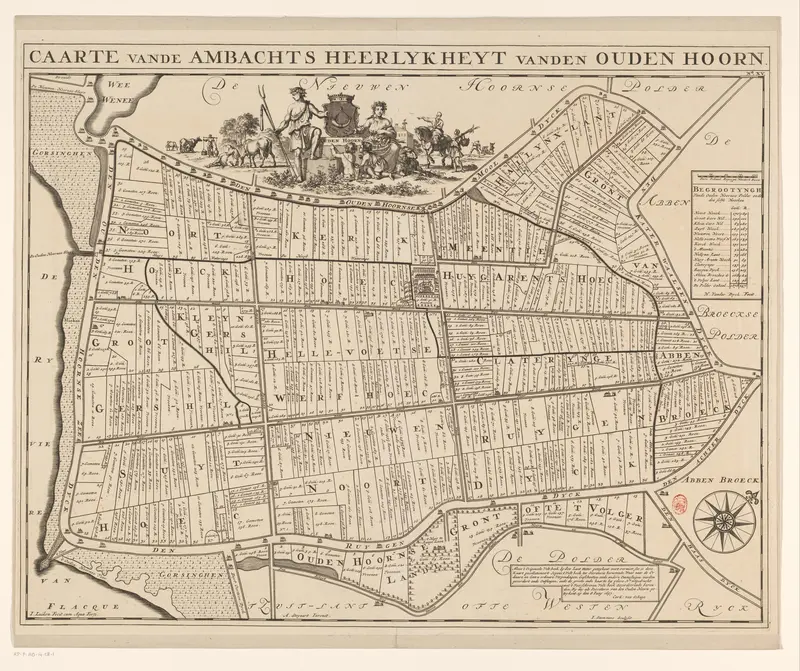 Kaart van de ambachtsheerlijkheid Oudenhoorn Wall Art by Unknown - High-Resolution Digital Print