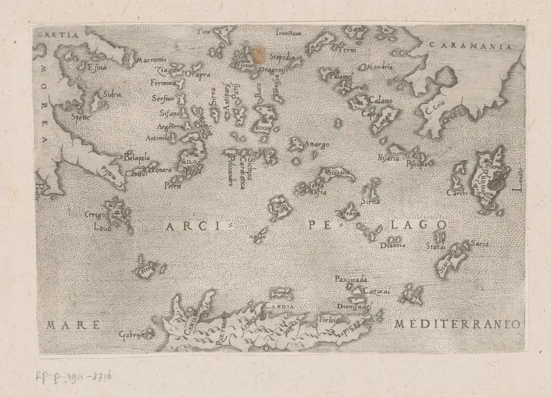 Kaart van de archipel in de Middellandse Zee bij Griekenland Wall Art by anonymous - High-Resolution Digital Print