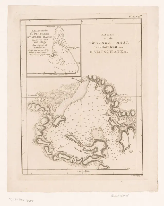 Kaart van de Avatsjabaai in Kamtsjatka Wall Art by Unknown - High-Resolution Digital Print