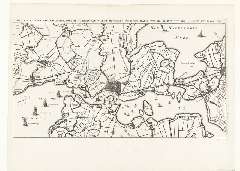 Kaart van de blokkade van Amsterdam door de troepen van Willem II, 1650 Wall Art by anonymous - High-Resolution Digital Print