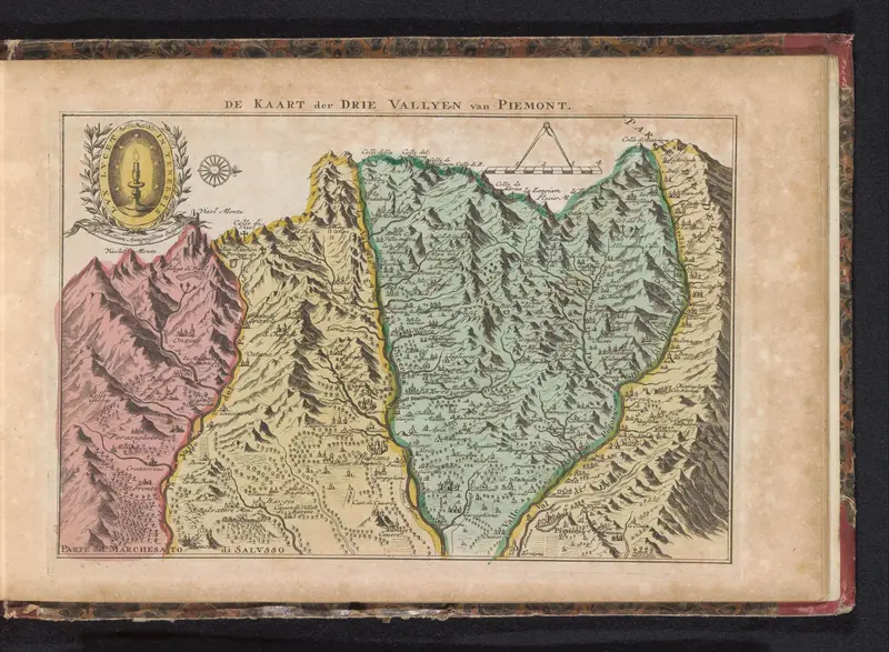 Kaart van de drie valleien van Piemonte Wall Art by anonymous - High-Resolution Digital Print